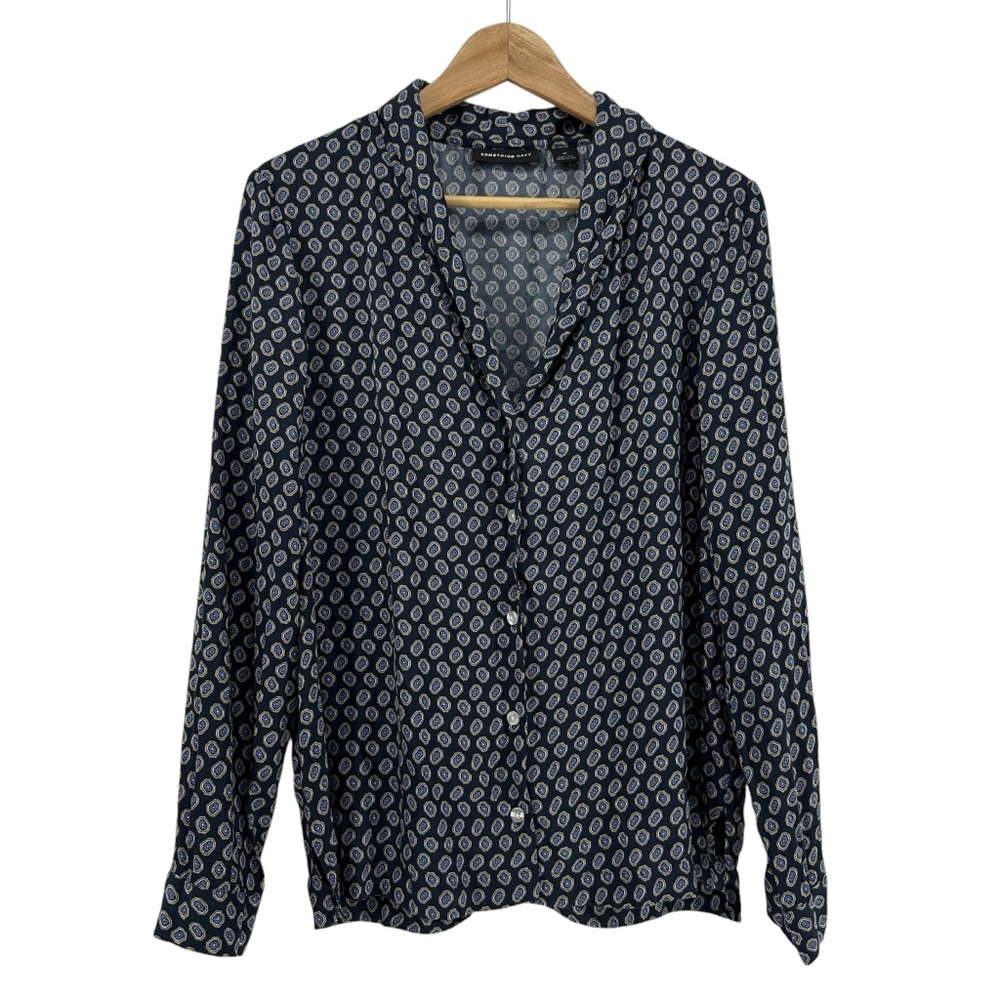Something Navy Button-Down Blouse